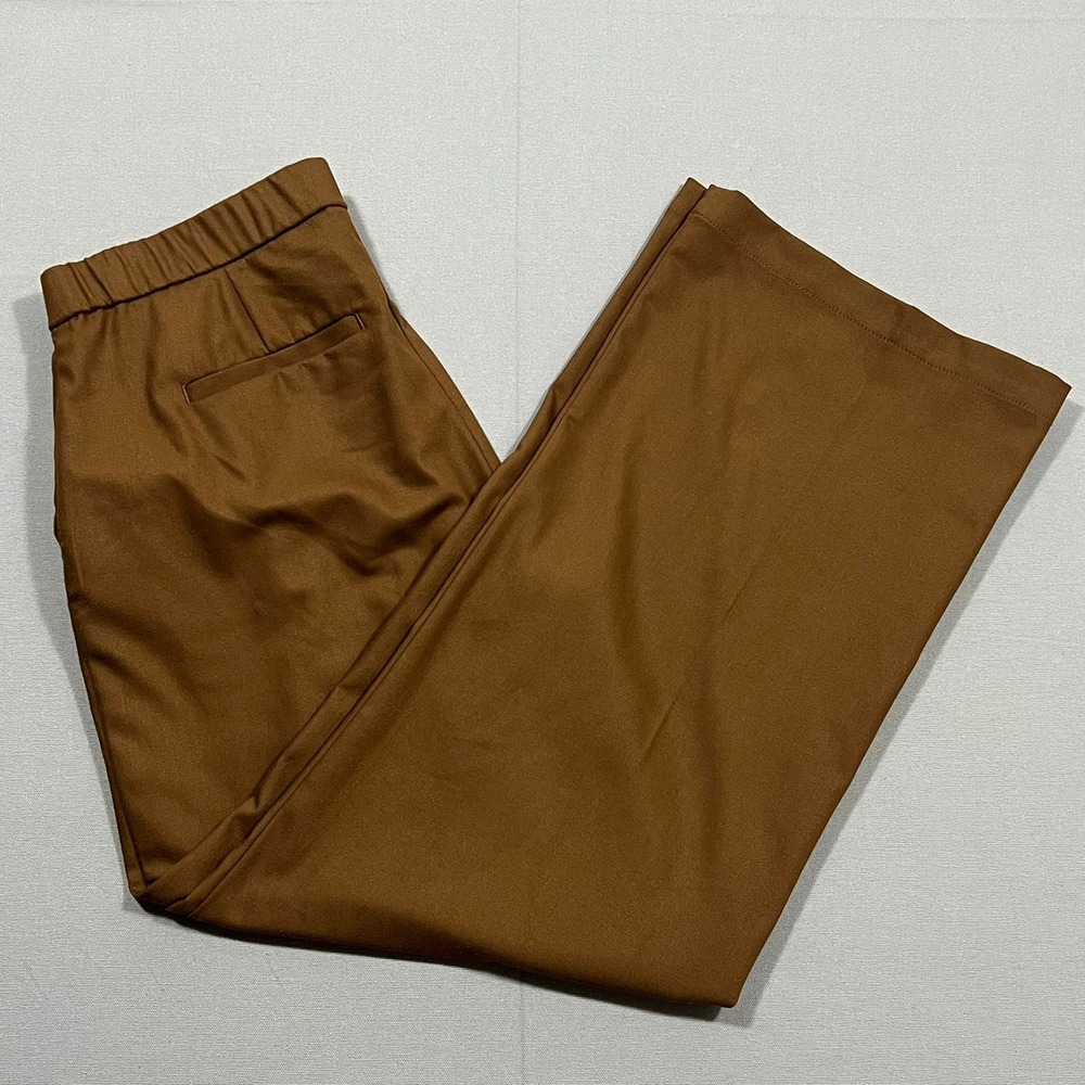 J. Jill Wide Leg Pants Trousers Pleated Elastic Back Brown Women's 10 Petite